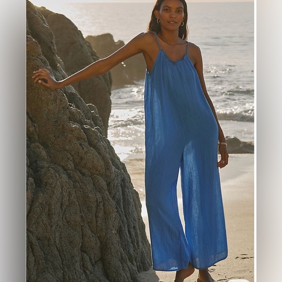 Ash Mystery :  NWT Blue Linen Jumpsuit - Cropped - Picture 2 of 4